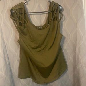 SHEIN CURVE | OLIVE GREEN OPEN SHOULDER TOP